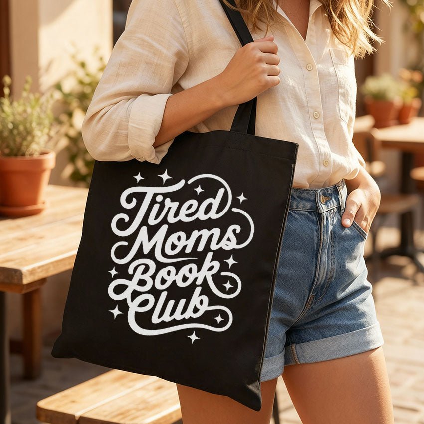 Tired Moms Book Club Canvas Tote Bag - Starry Skies Austin