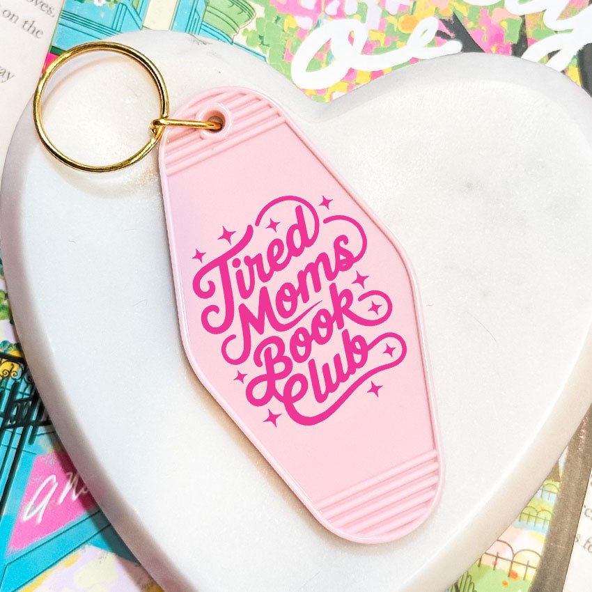 Tired Moms Book Club Retro Motel Keychain - Starry Skies Austin