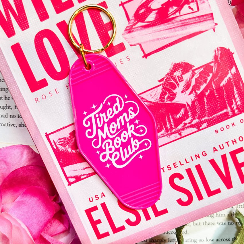 Tired Moms Book Club Retro Motel Keychain - Starry Skies Austin