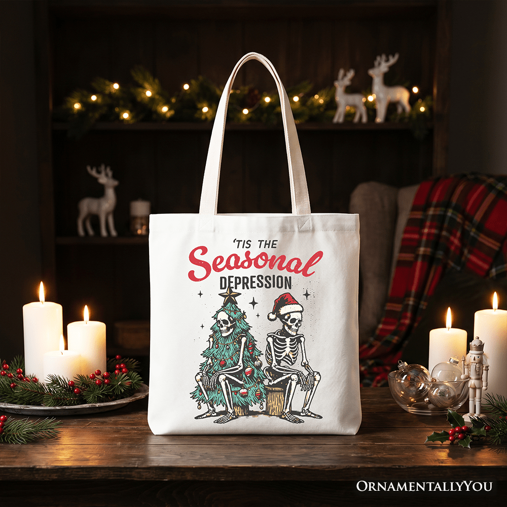 Tis the Seasonal Depression Tote Bag, Dark Humor Christmas Gift Shopper for Festive Mood Swingers - Starry Skies Austin