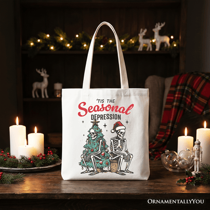 Tis the Seasonal Depression Tote Bag, Dark Humor Christmas Gift Shopper for Festive Mood Swingers - Starry Skies Austin