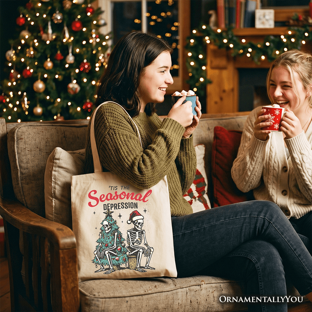 Tis the Seasonal Depression Tote Bag, Dark Humor Christmas Gift Shopper for Festive Mood Swingers - Starry Skies Austin