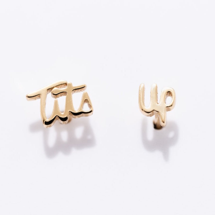 Tits Up Script Studs - Starry Skies Austin