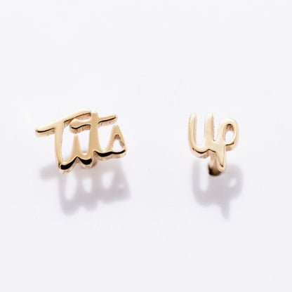 Tits Up Script Studs - Starry Skies Austin