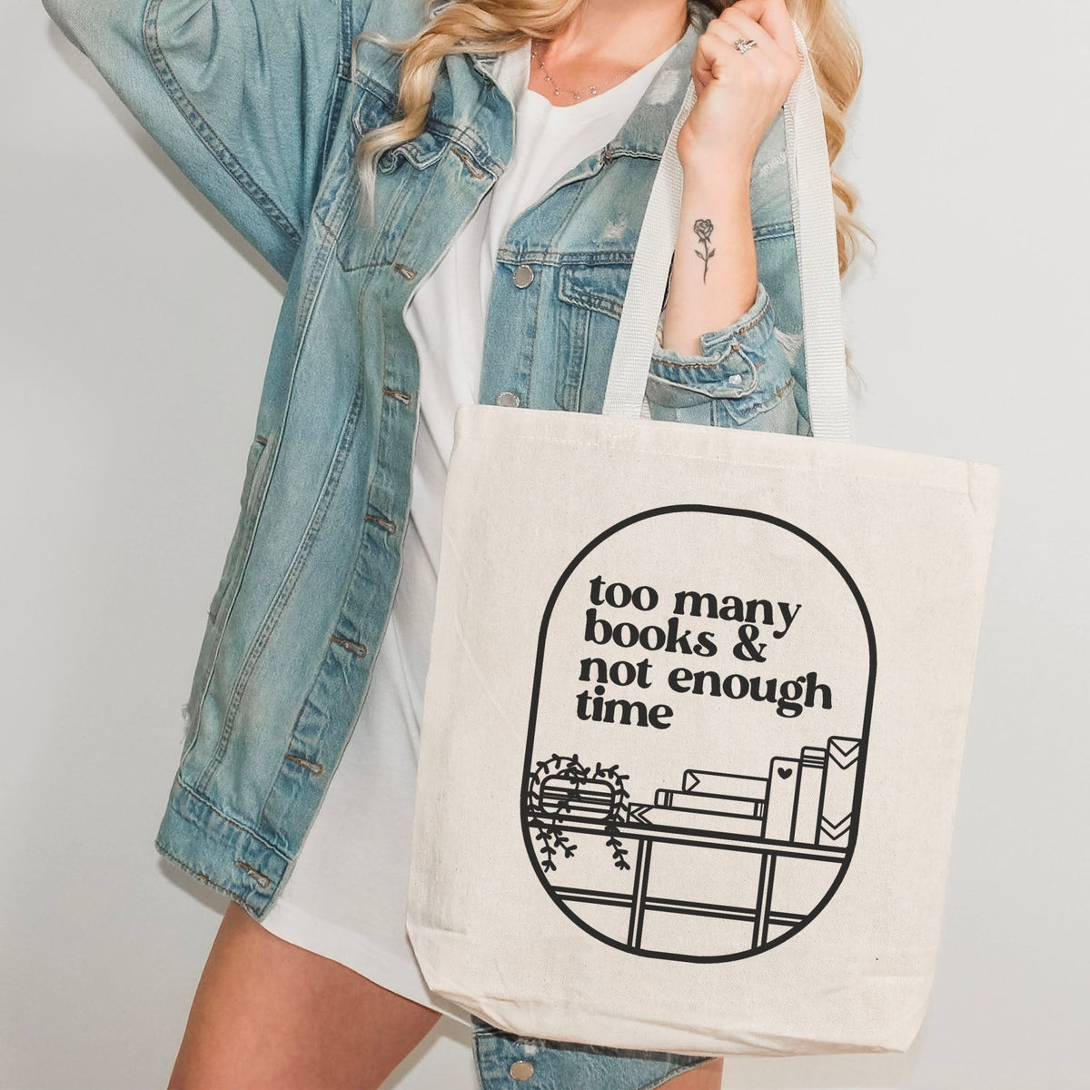 Too Many Books & Not Enough Time Canvas Tote Bag - Starry Skies Austin