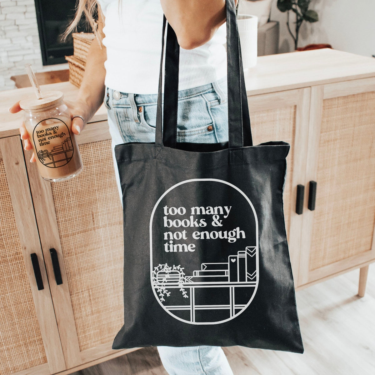 Too Many Books & Not Enough Time Canvas Tote Bag - Starry Skies Austin
