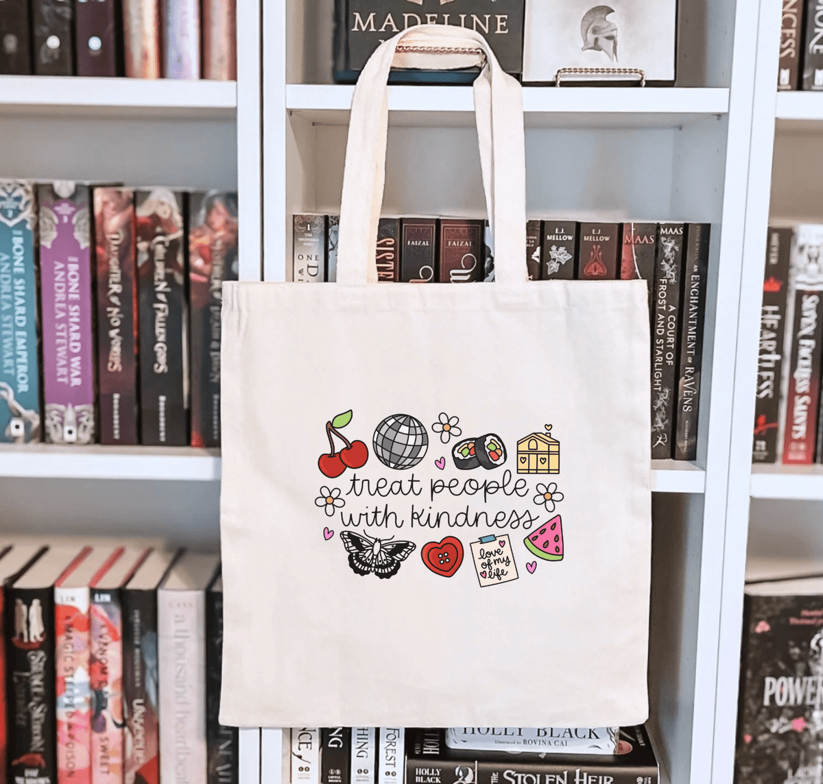 Treat People with Kindness Sublimated Canvas Tote Bag - Starry Skies Austin