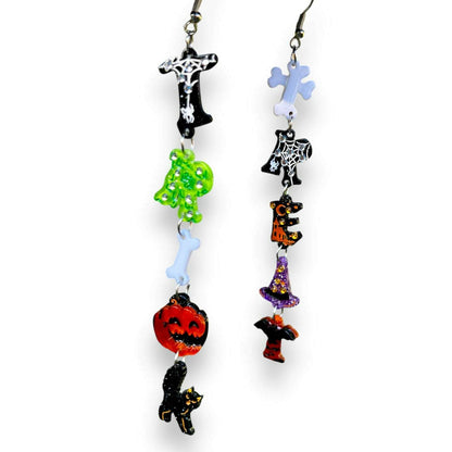 Trick or Treat Halloween Earrings by Lipstick & Chrome — Spooky Drop Earrings - Starry Skies Austin