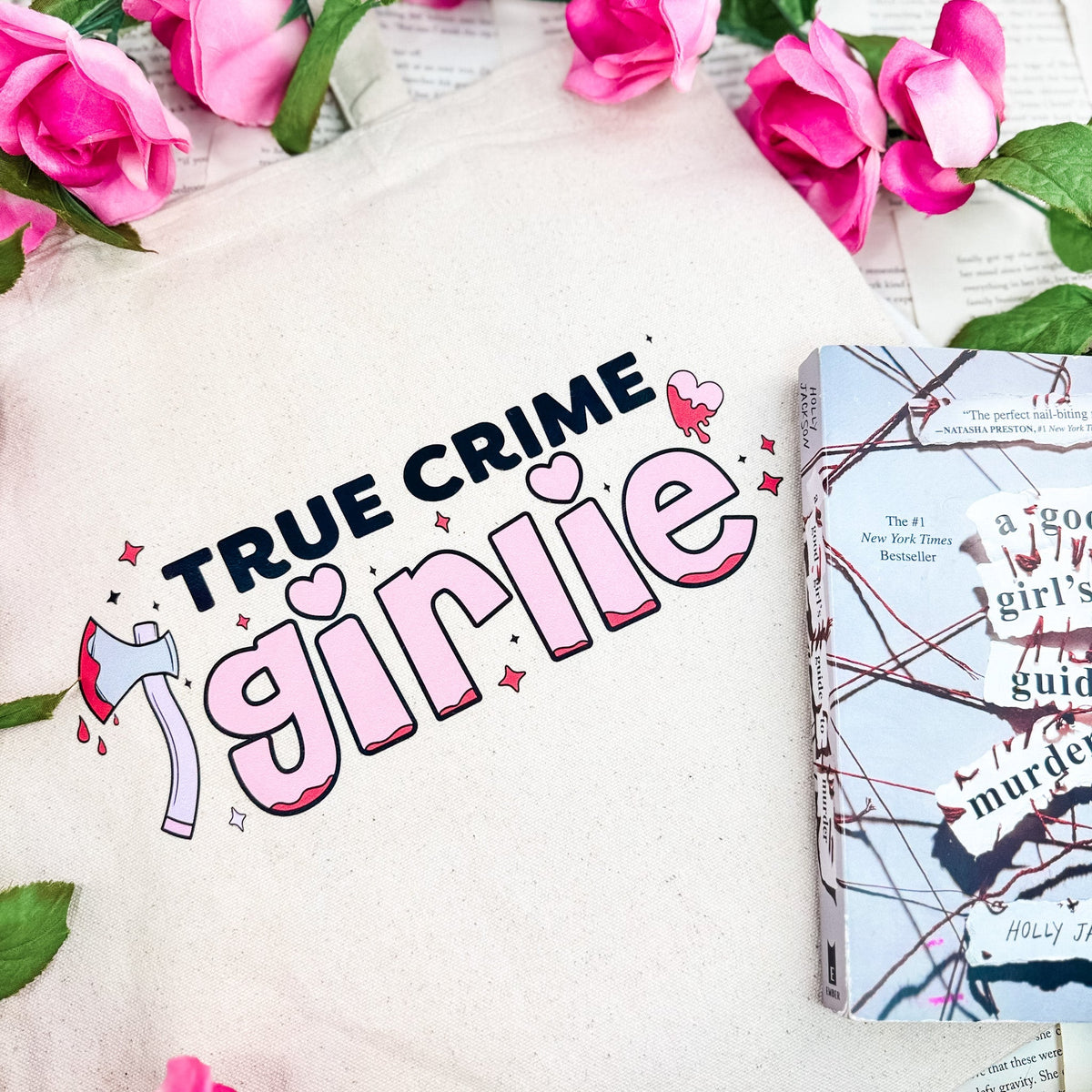 True Crime Girlie Canvas Tote Bag - Starry Skies Austin