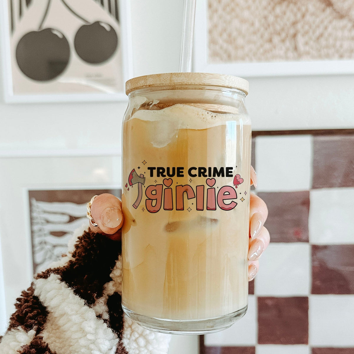 True Crime Girlie | Clear Glass Cup for Book Lovers - Starry Skies Austin
