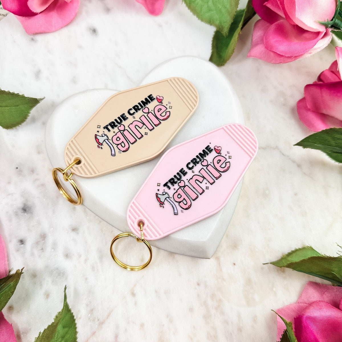 True Crime Girlie Motel Keychain for Mystery and Crime Book Lovers - Starry Skies Austin