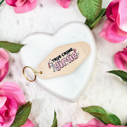 True Crime Girlie Motel Keychain for Mystery and Crime Book Lovers - Starry Skies Austin