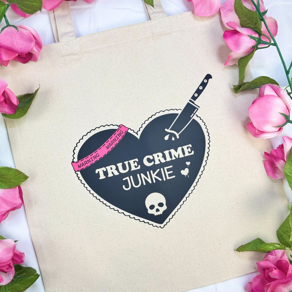 True Crime Junkie Canvas Tote Bag - Starry Skies Austin