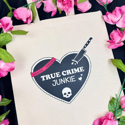 True Crime Junkie Canvas Tote Bag - Starry Skies Austin