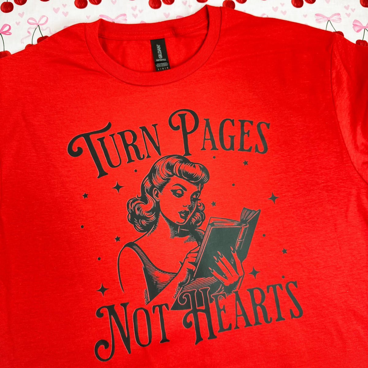 Turn Pages Not Hearts Gildan Softstyle Shirt - Starry Skies Austin