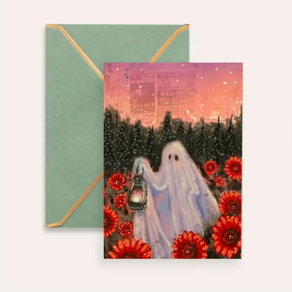 Twilight Sunflower Ghost Fine Art Greeting Card - Starry Skies Austin