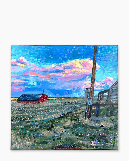 Twilight Sunset Farm - @ sptreuvyn ( Original Painting ) - Starry Skies Austin