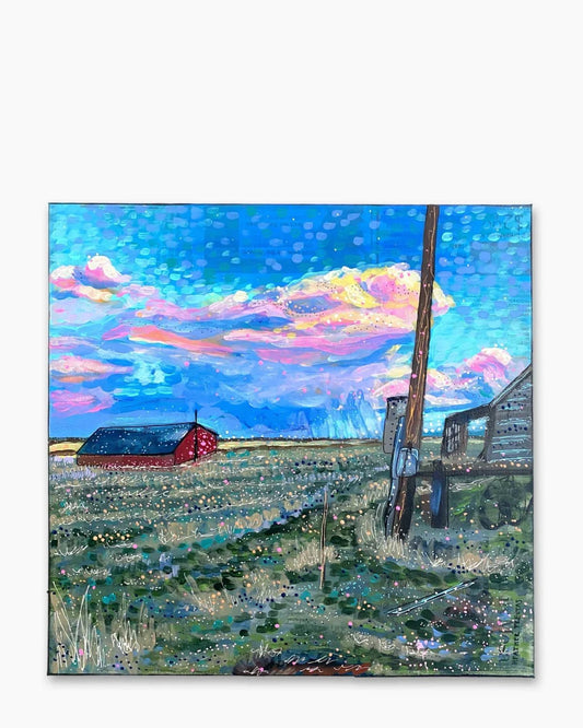 Twilight Sunset Farm - @ sptreuvyn ( Original Painting ) - Starry Skies Austin
