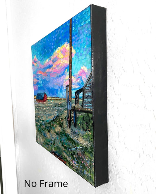 Twilight Sunset Farm - @ sptreuvyn ( Original Painting ) - Starry Skies Austin