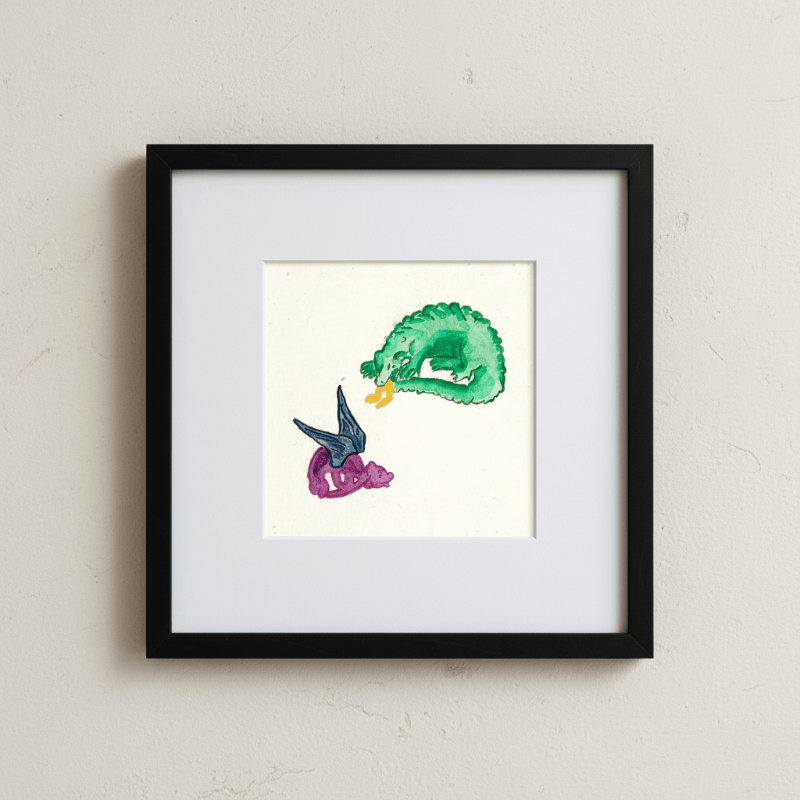 Twin Dragon Marginalia Fine Art Print Medieval Decor - Starry Skies Austin
