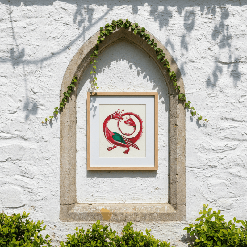 Twin Serpent Dragon Fine Art Print Medieval Style - Starry Skies Austin