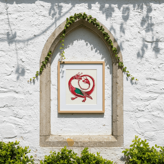 Twin Serpent Dragon Fine Art Print Medieval Style - Starry Skies Austin