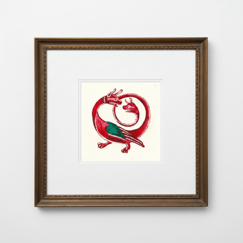 Twin Serpent Dragon Fine Art Print Medieval Style - Starry Skies Austin