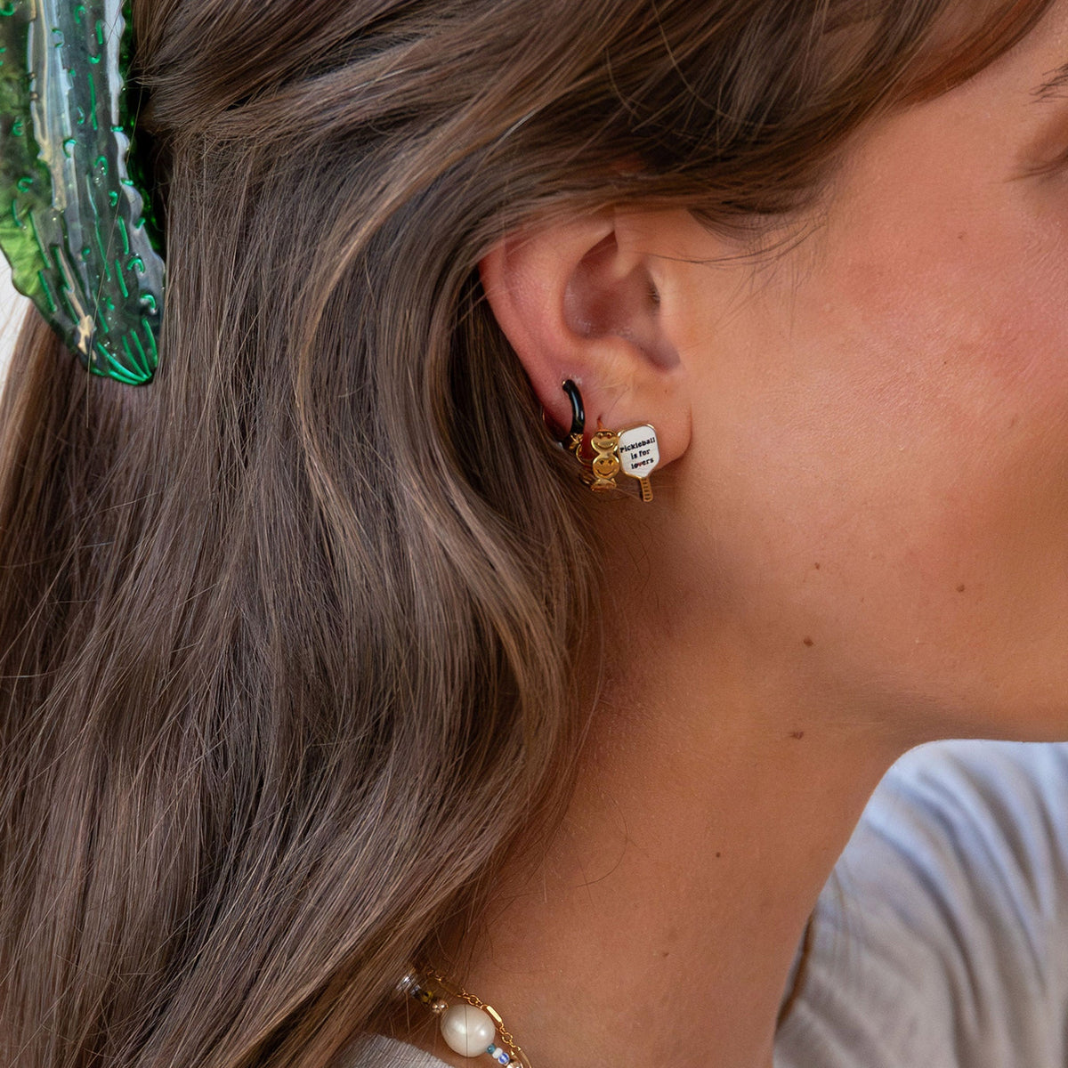 Two Tone Enamel Huggie Hoops - Starry Skies Austin