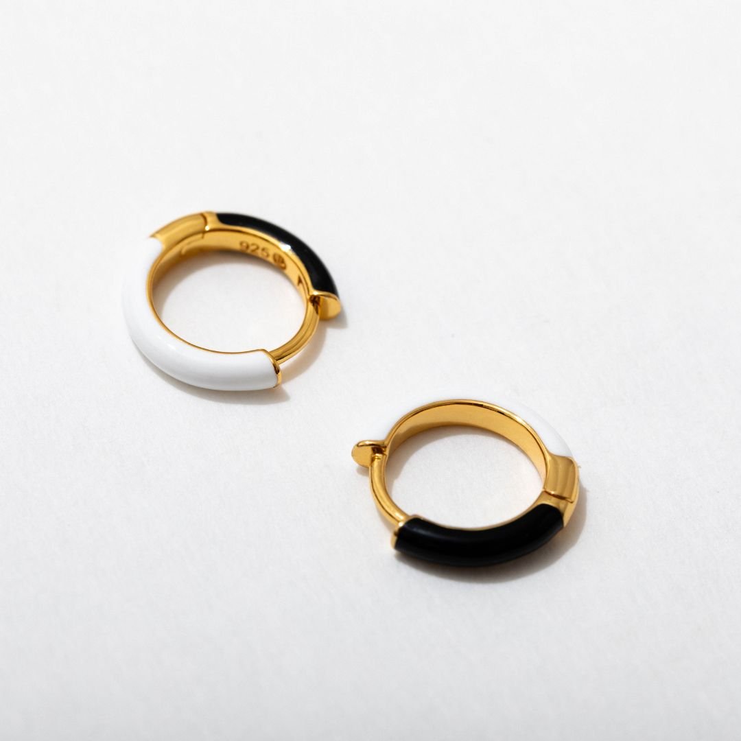 Two Tone Enamel Huggie Hoops - Starry Skies Austin