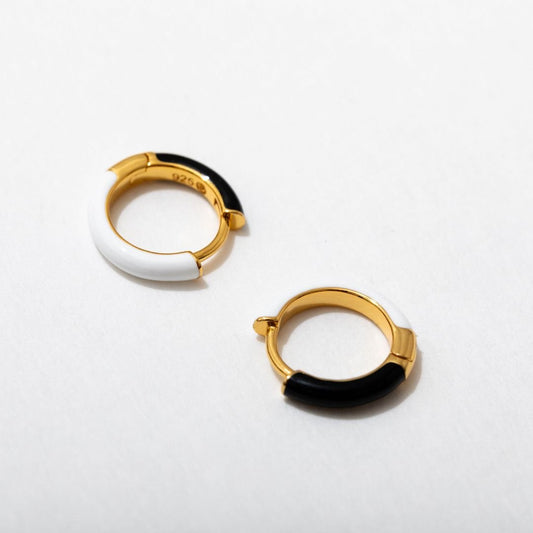 Two Tone Enamel Huggie Hoops - Starry Skies Austin