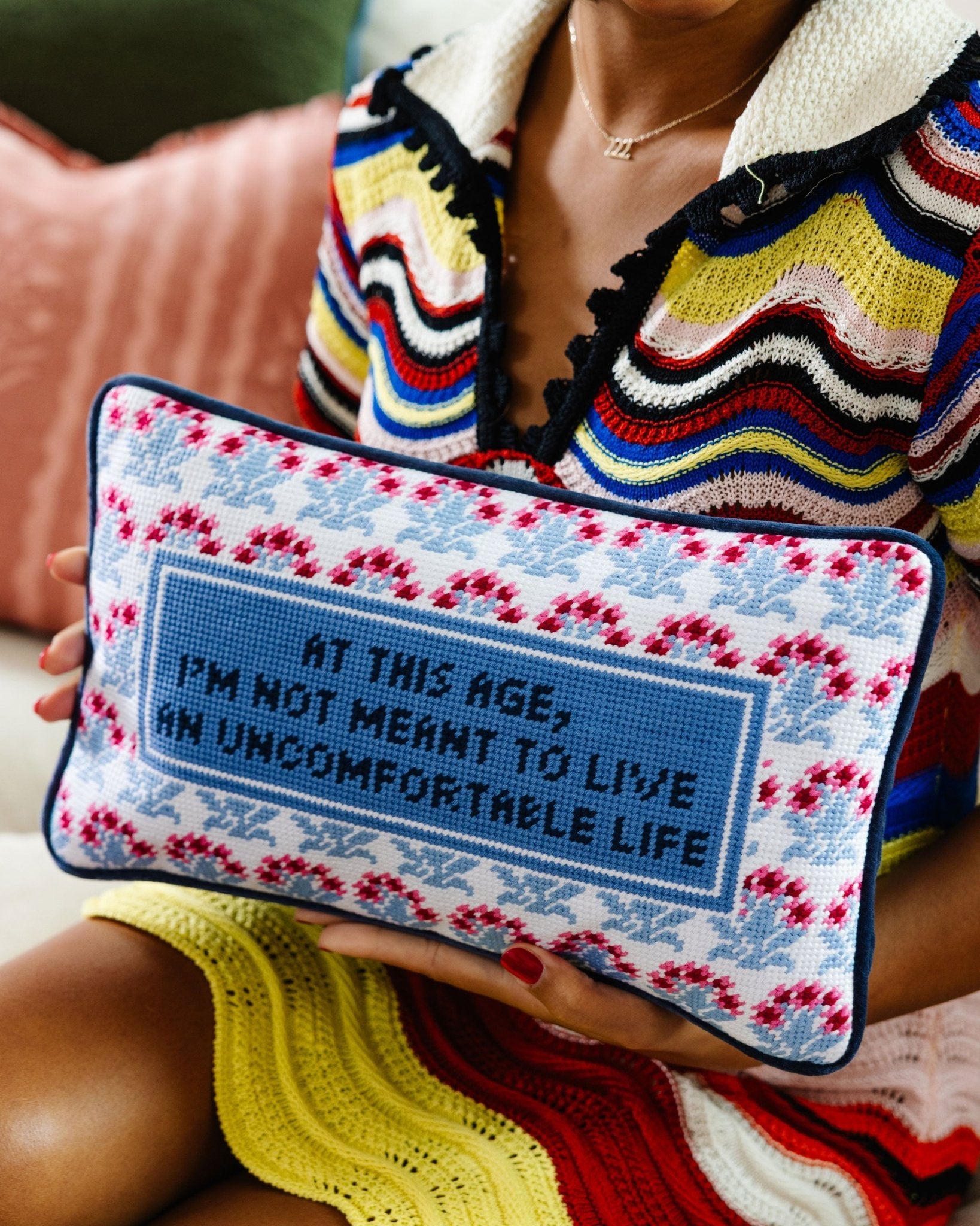 Uncomfortable Needlepoint Pillow - Starry Skies Austin