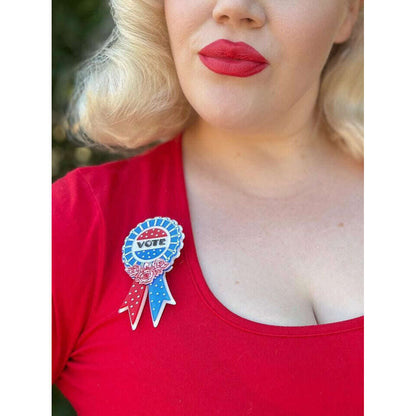 Use Your VOTE Brooch by PolyPaige x Lipstick & Chrome — Vintage Civic Engagement Acrylic Pin - Starry Skies Austin