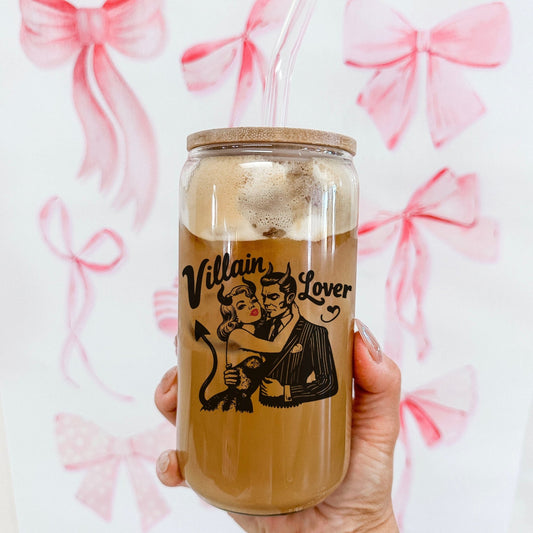 Villain Lover Bookish Clear 16oz Glass Cup - Starry Skies Austin