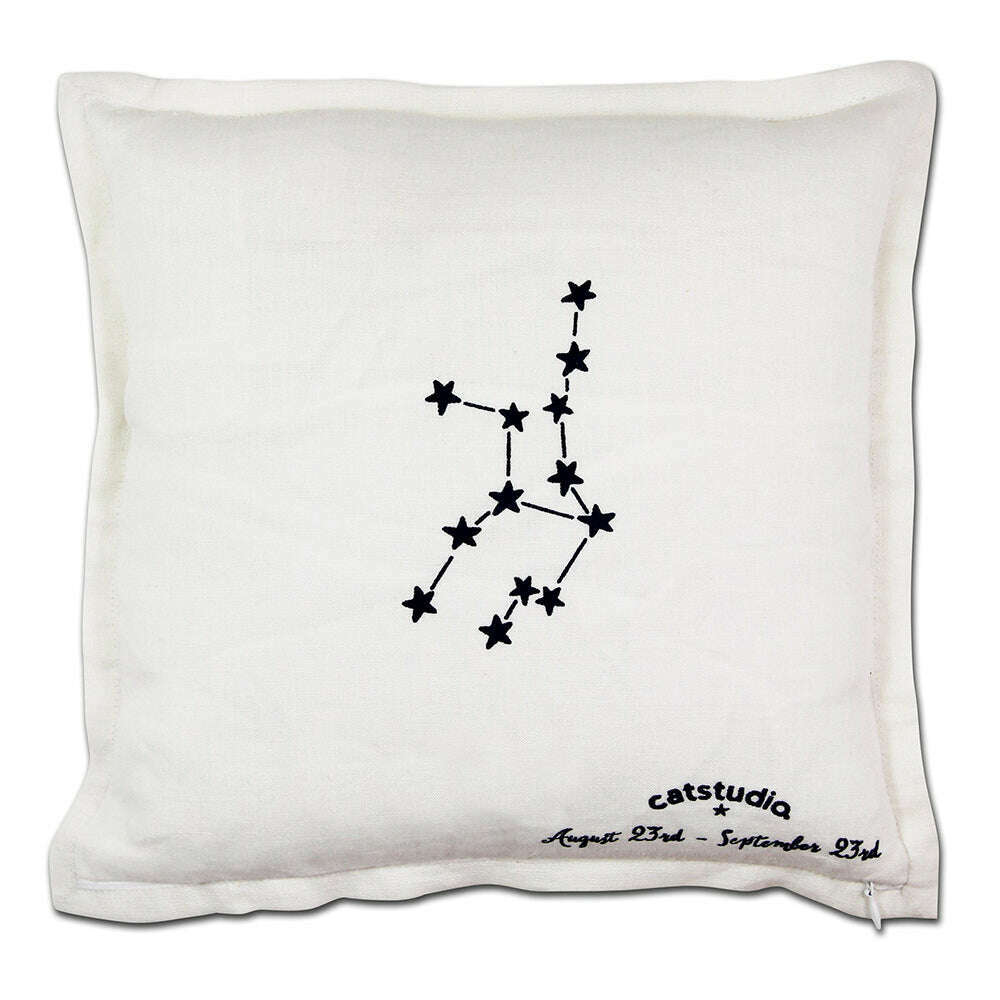 Virgo Astrology Hand-Embroidered Pillow by Cat Studio - Starry Skies Austin