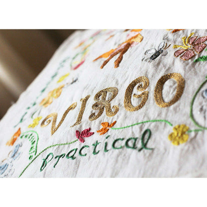 Virgo Astrology Hand-Embroidered Pillow by Cat Studio - Starry Skies Austin