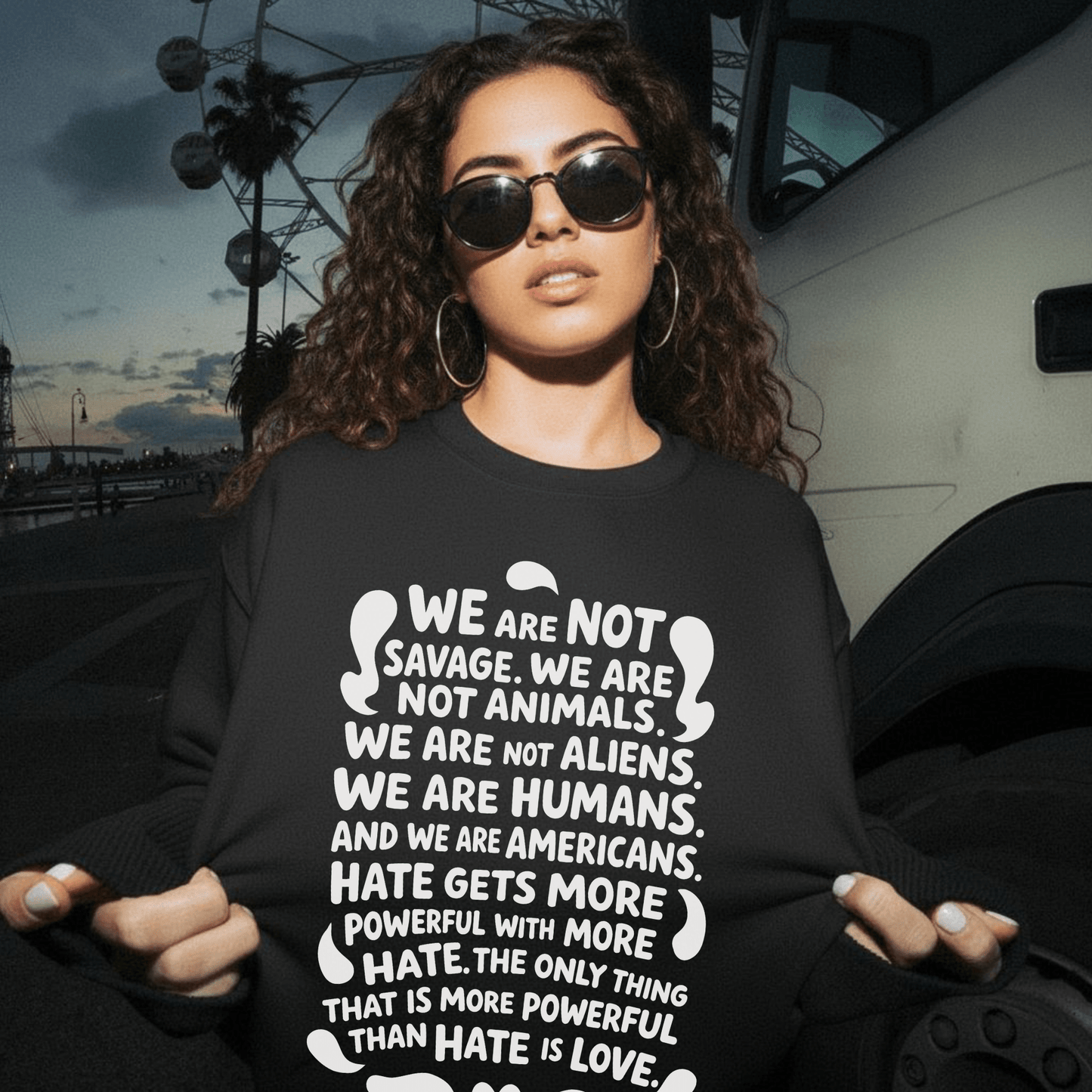 We are Humans Graphic Sweatshirt - Starry Skies Austin
