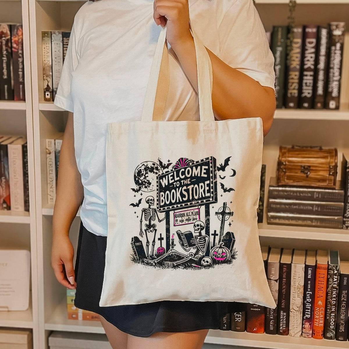 Welcome To the Bookstore Canvas Tote Bag - Starry Skies Austin
