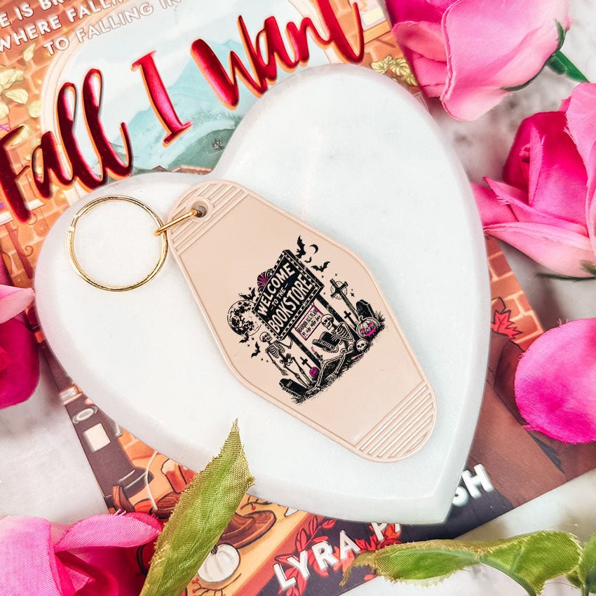 Welcome to the Bookstore Retro Motel Keychain - Starry Skies Austin