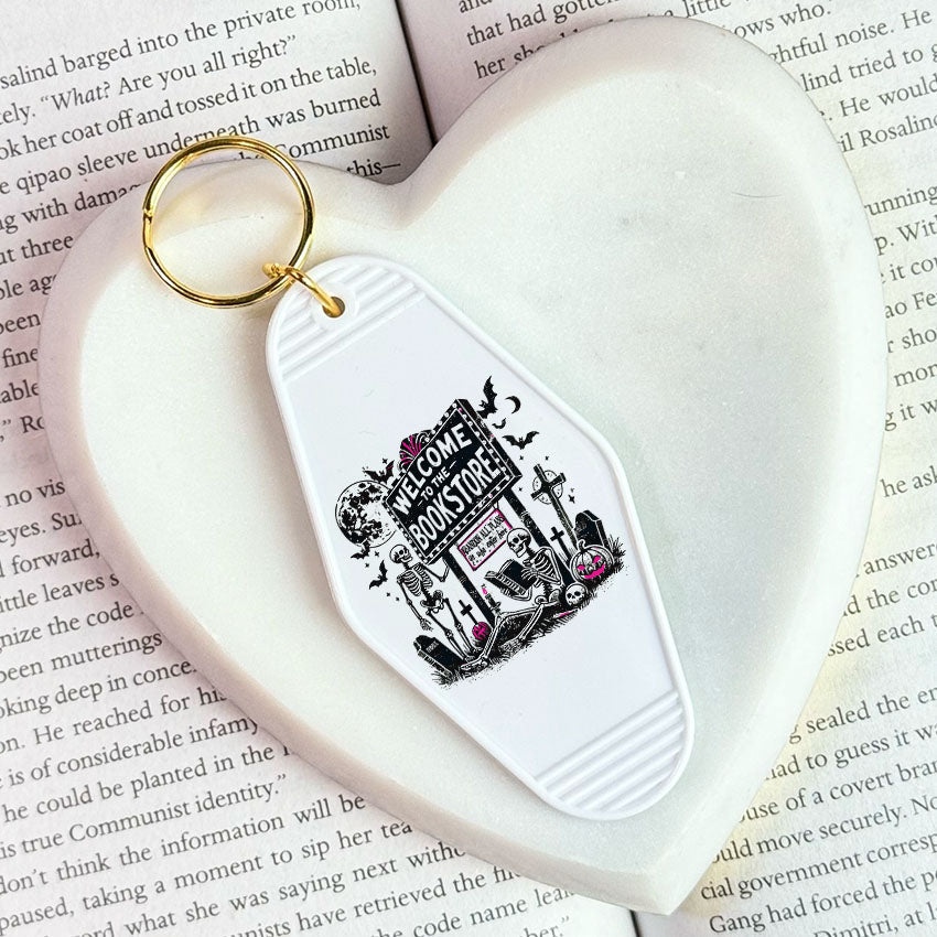 Welcome to the Bookstore Retro Motel Keychain - Starry Skies Austin