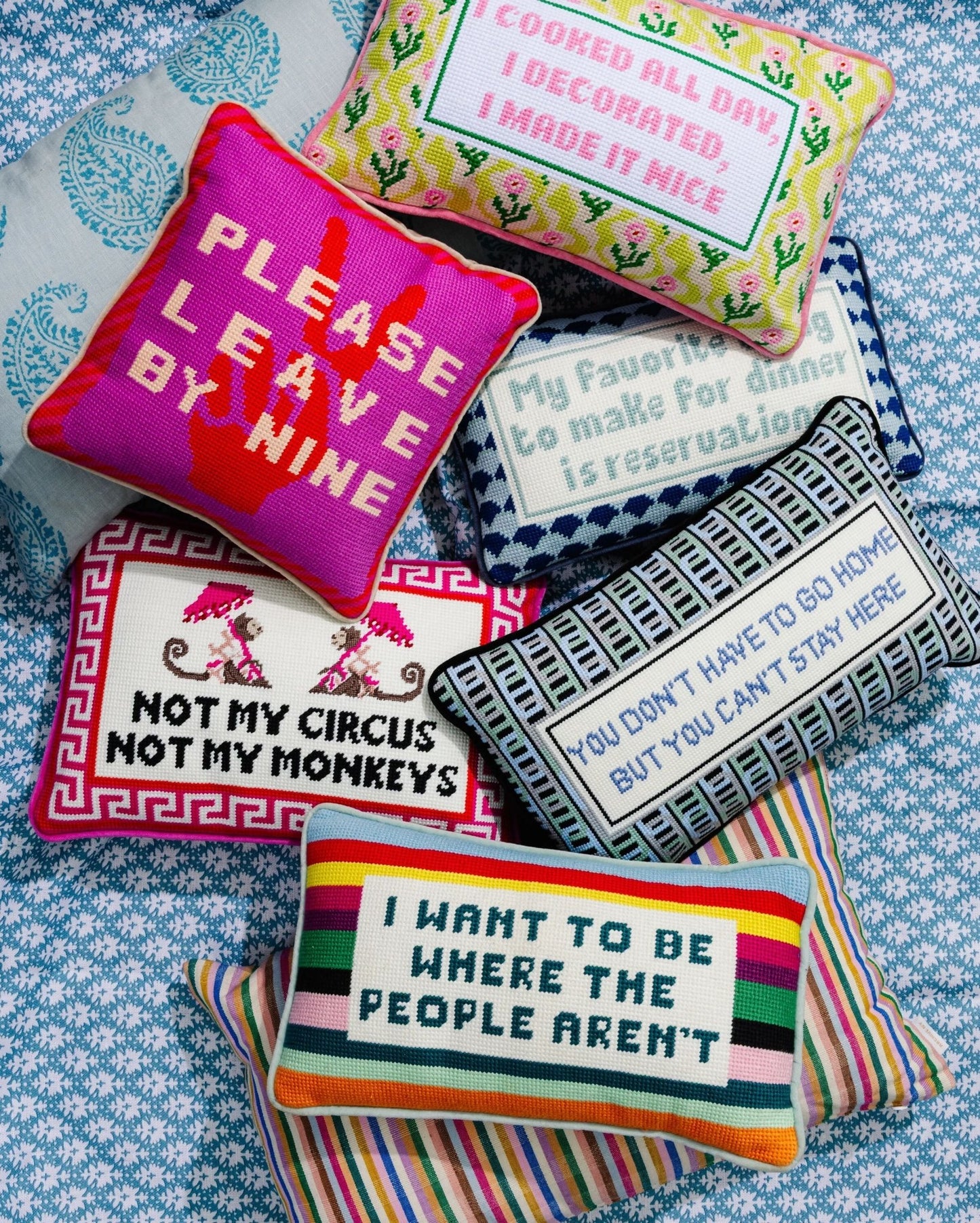 Where the People Aren't Needlepoint Pillow - Starry Skies Austin