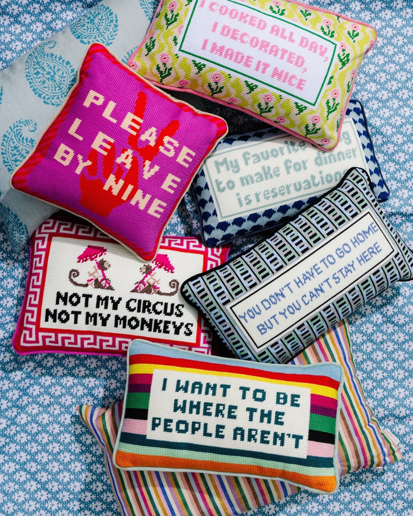 Where the People Aren't Needlepoint Pillow - Starry Skies Austin