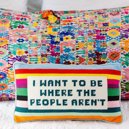 Where the People Aren't Needlepoint Pillow - Starry Skies Austin