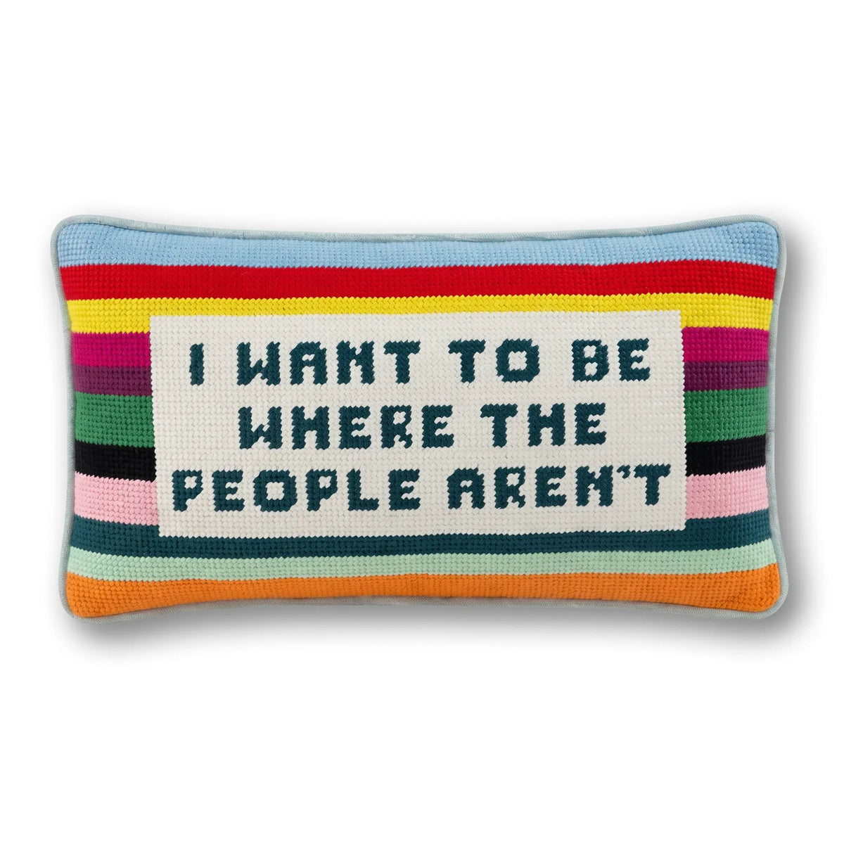 Where the People Aren't Needlepoint Pillow - Starry Skies Austin