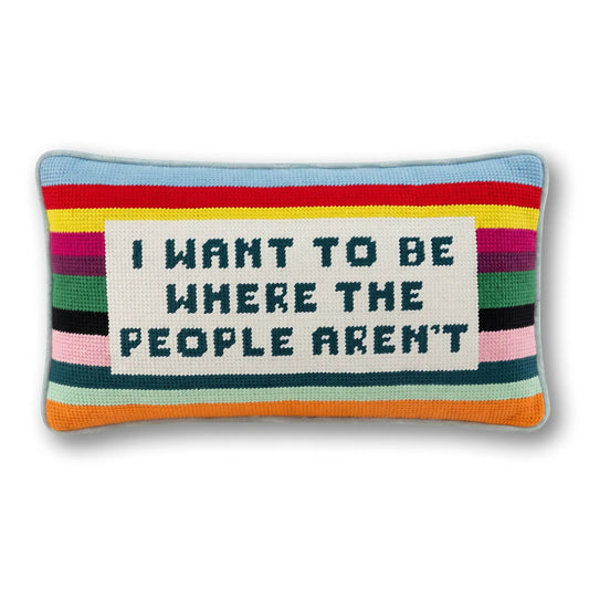 Where the People Aren't Needlepoint Pillow - Starry Skies Austin