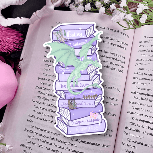 Whimsical Bookstack Fantasy Die-Cut Sparkle Bookmark - Starry Skies Austin
