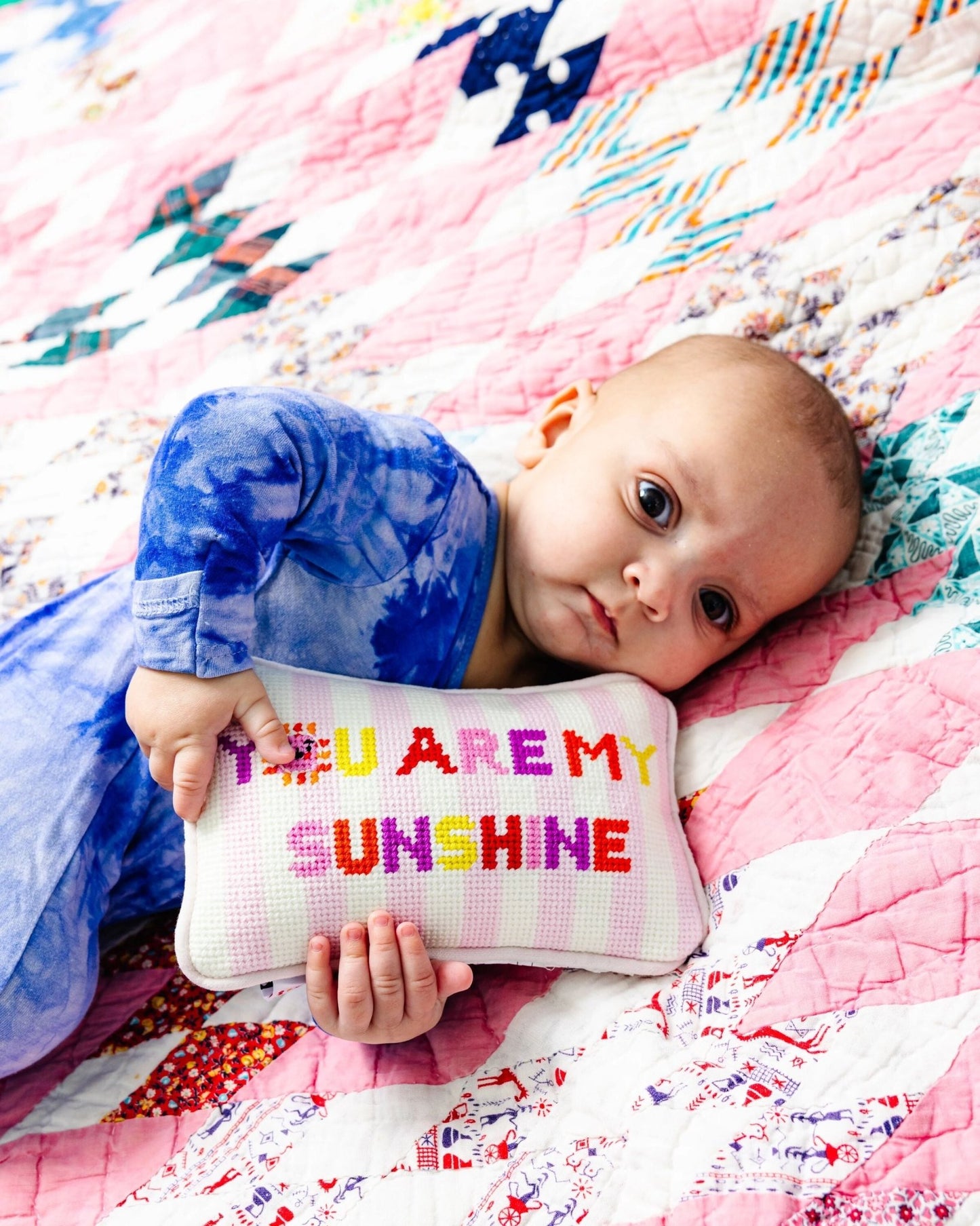 You Are My Sunshine Mini Needlepoint Pillow - Starry Skies Austin