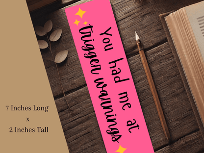 You Had Me at Trigger Warnings Bookmark | Spicy Bookish Gift | Dark Romance Book Accessory | Smutty Bookmark | Laminated Bookmark - Starry Skies Austin